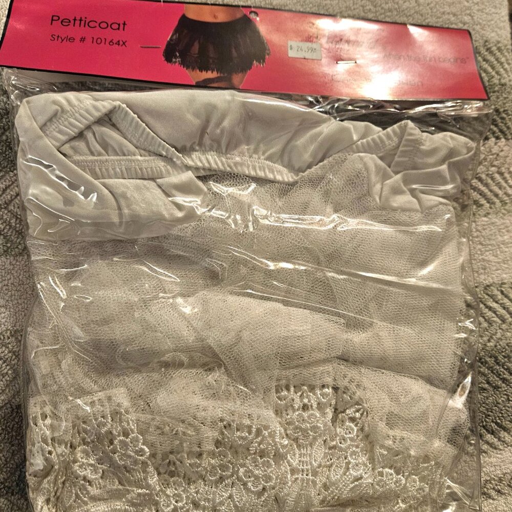 NEW PURE White Bridal Petticoat Beautiful Soft Lace Trim
